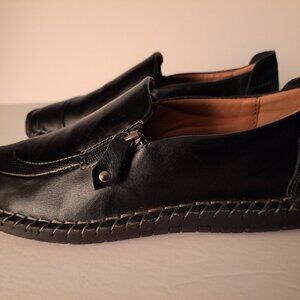 Mens Dr. Scholl's Black Leather Loafers w/ Side Zipper, Size 10